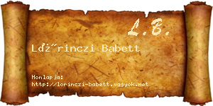 Lőrinczi Babett névjegykártya